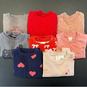Bundle of 8 Toddler Girl 2T Sweater & Sweatshirts, Various Brands